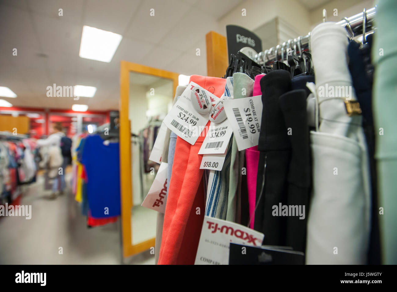 T.J. Maxx store in Lower Manhattan in New York on Monday, May 15, 2017. The TJX Companies is scheduled to release first-quarter earnings before the bell on Tuesday.  (© Richard B. Levine) Stock Photo