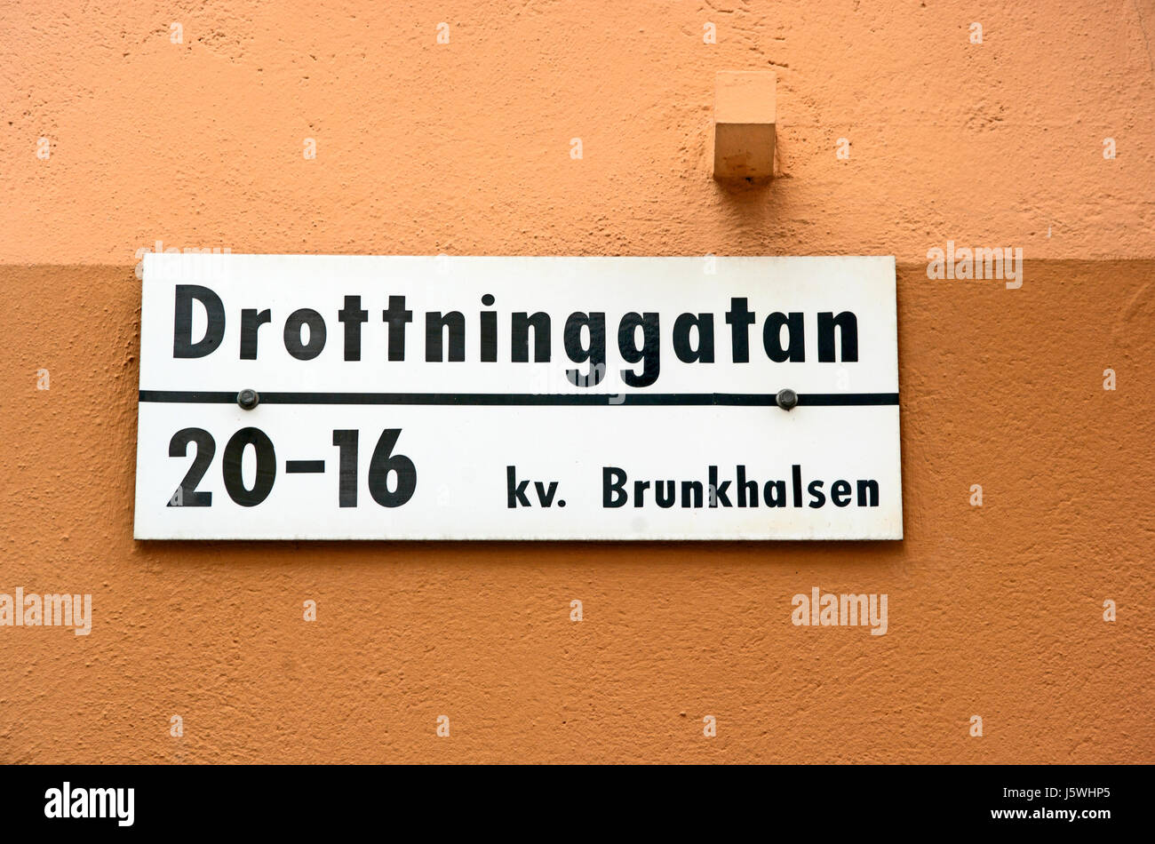 Stockholm, Drottninggatan Street Sign, Sweden, Stock Photo