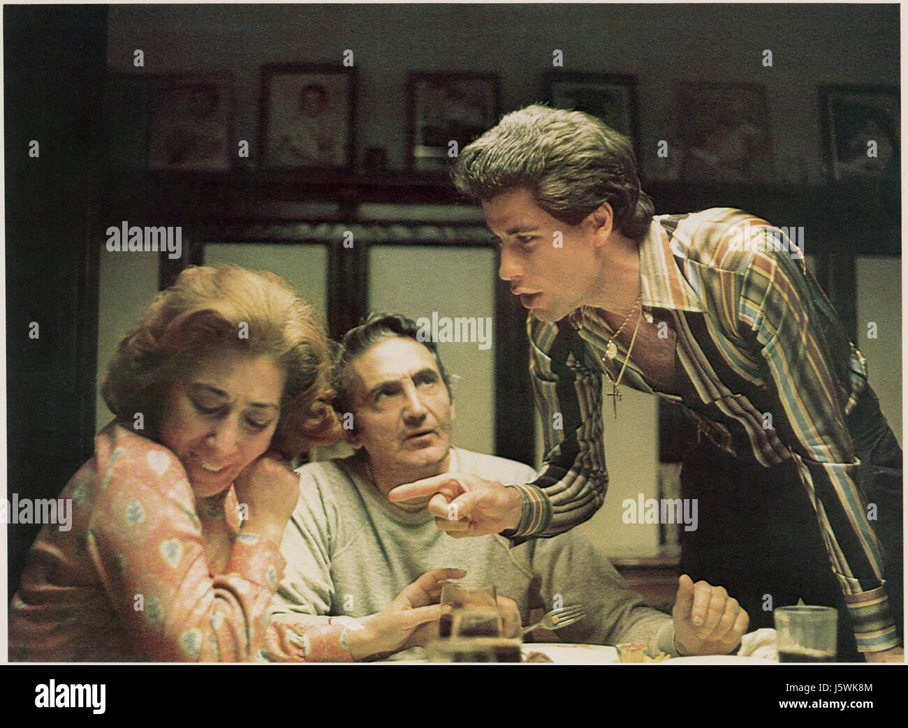 Julie Bovasso, Val Bisoglio, John Travolta, on-set of the Film, 'Saturday Night Fever', 1977 Stock Photo