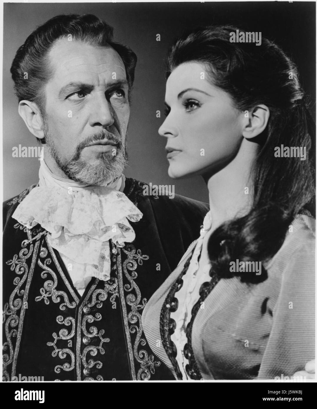 Vincent Price, Debra Paget, on-set of the Film, 'The Haunted Palace', 1963 Stock Photo