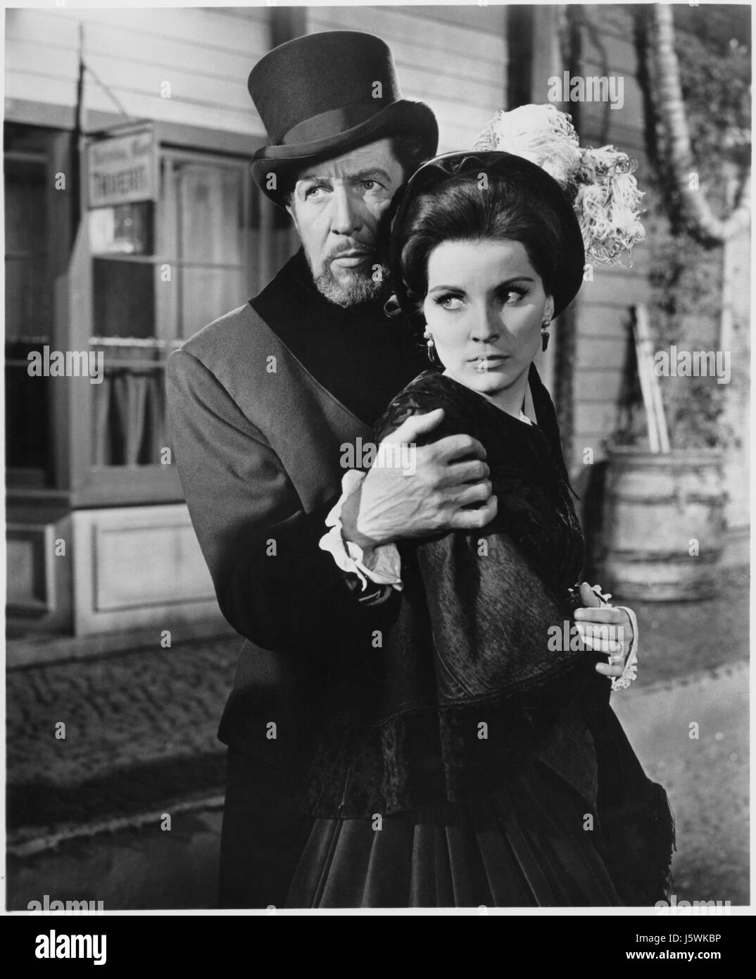 Vincent Price, Debra Paget, on-set of the Film, 'The Haunted Palace', 1963 Stock Photo