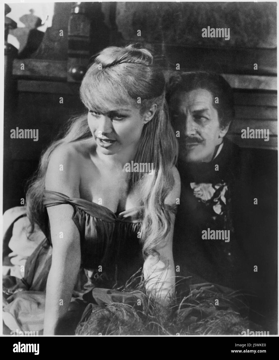 Joyce Jameson, Vincent Price, on set of the Film, "Tales of Terror