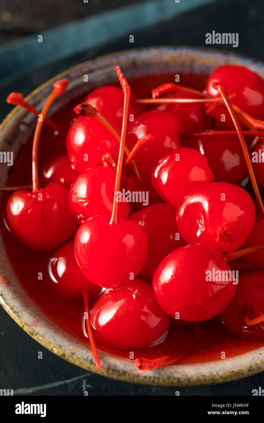 Sweet Red Maraschino Cherries in Sticky Syrup Stock Photo Alamy