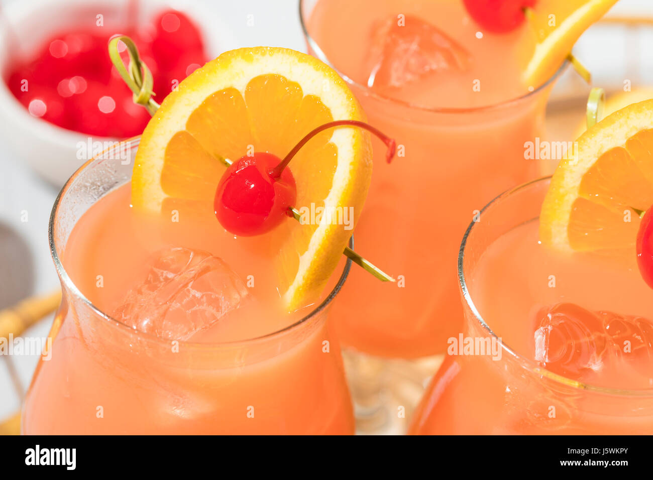 Homemade Alcoholic Hurricane Cocktail Drink with Rum and Orange Juice