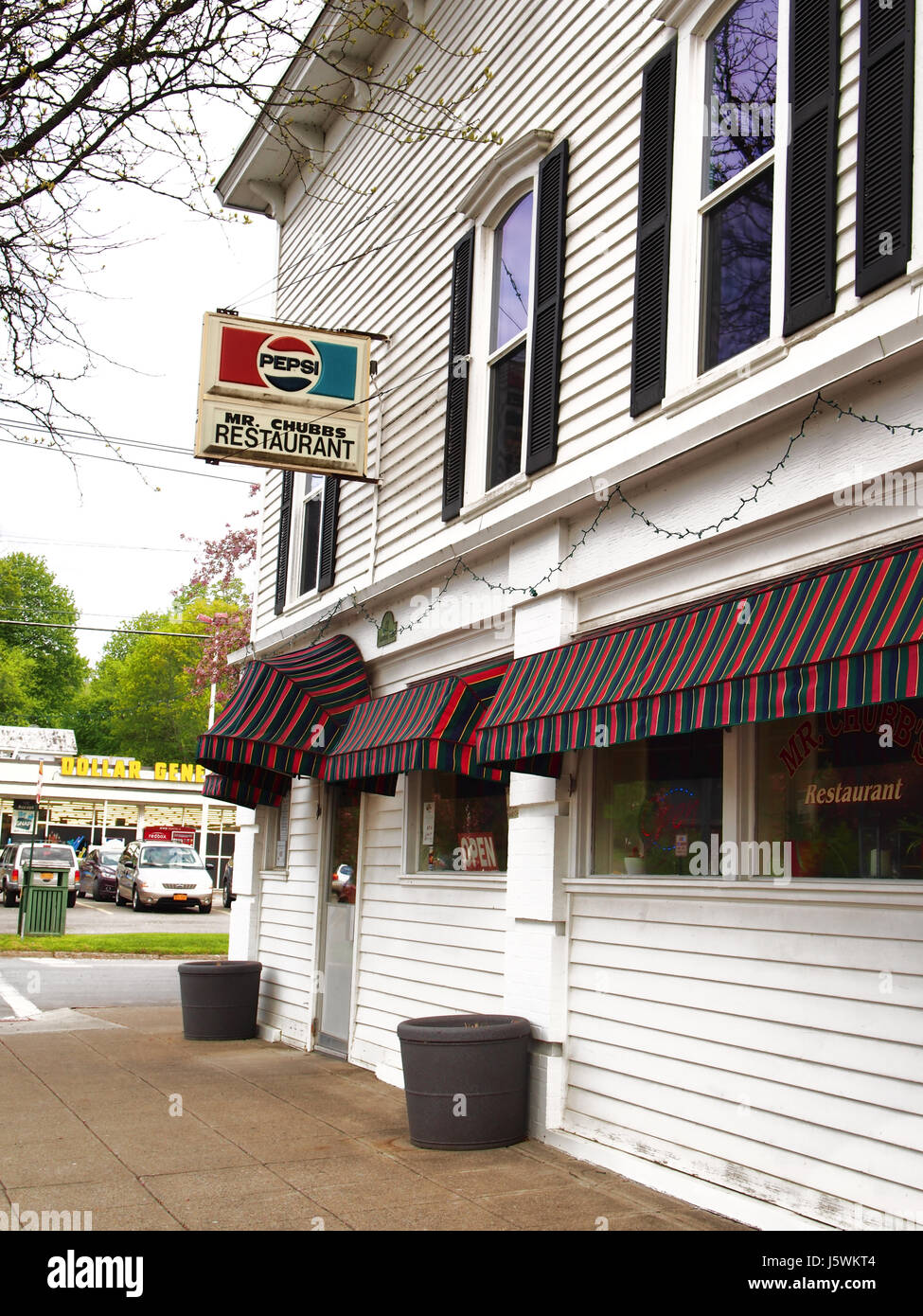 Oxford, New York, USA. May 12, 2017. Entrance to Mr. Chubbs Restaurant in downtown Oxford, New York Stock Photo