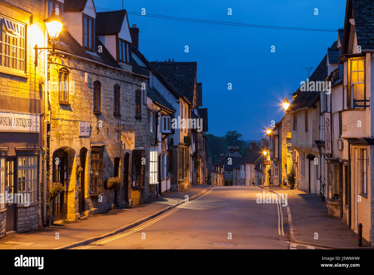 Dawn in the Cotswold town of Winchcombe, Gloucestershire, England. Stock Photo