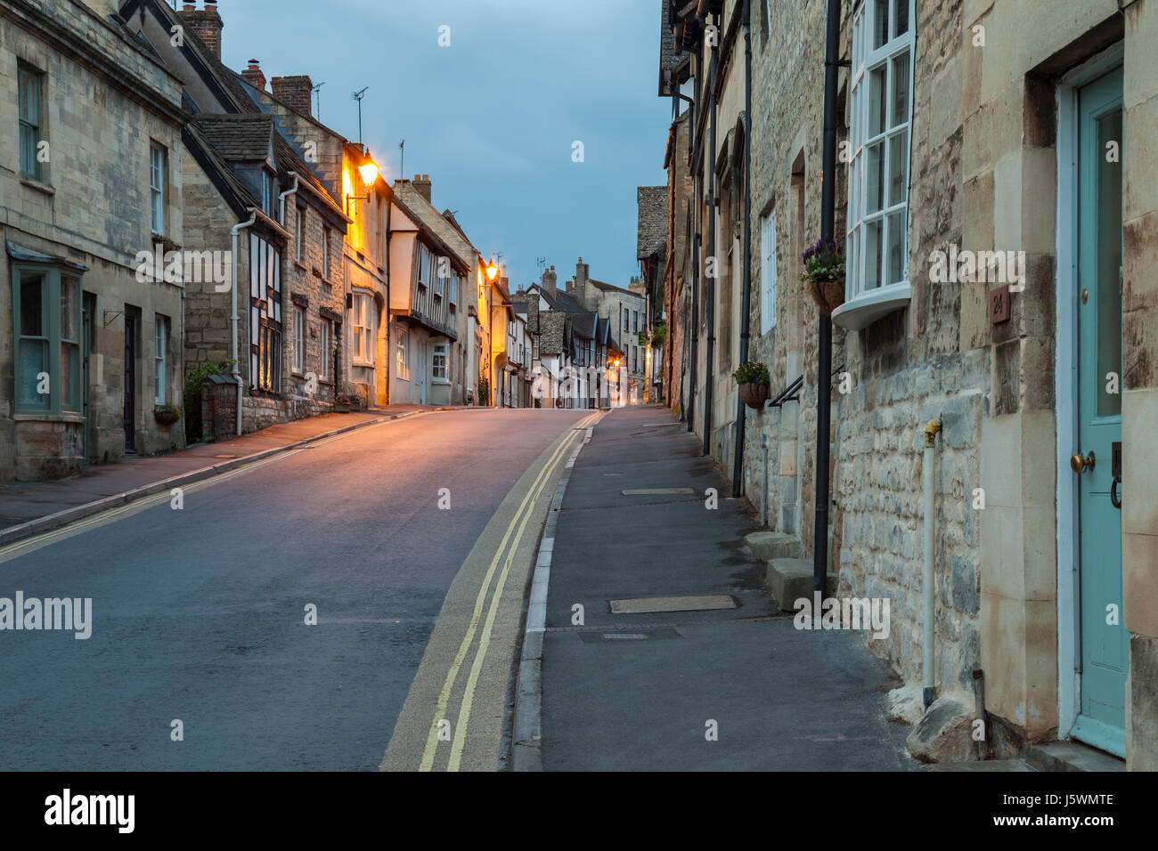Dawn in the Cotswold town of Winchcombe, Gloucestershire, England. Stock Photo