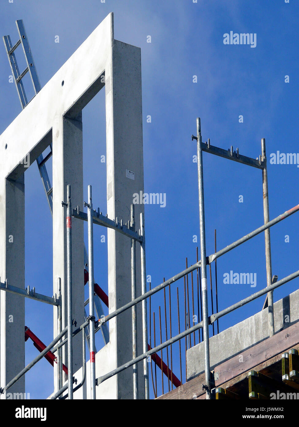 construction site blue detail admission iron concrete metal style of Stock Photo