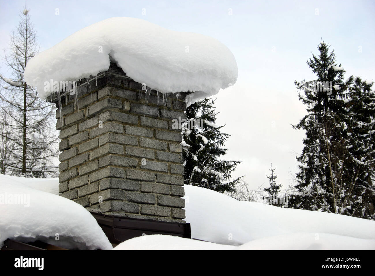 winter snowy heating chimney drainpipe chimneyflue snow rooftop heat