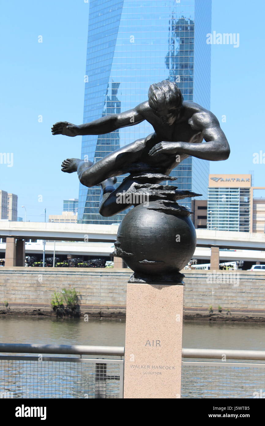 Historical Statues along the Schuylkill River in Philadelphia Stock