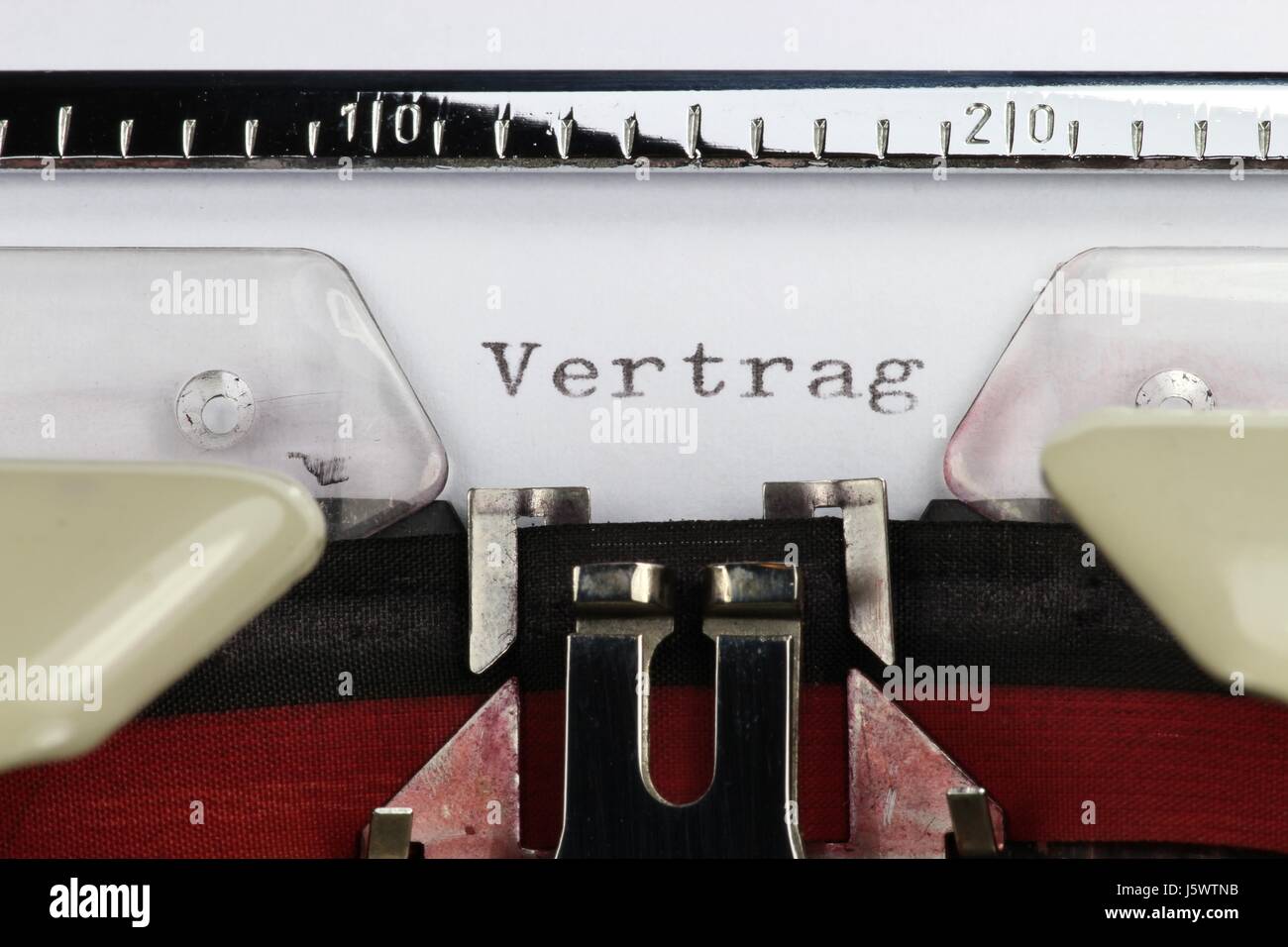 Vertrag (German word for contract) written with old typewriter Stock Photo