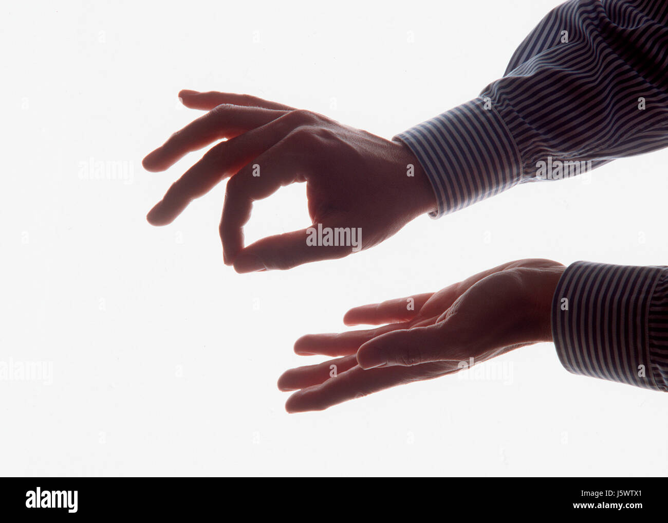 indicate show hand pantomime man indicate show hand finger optional small tiny Stock Photo