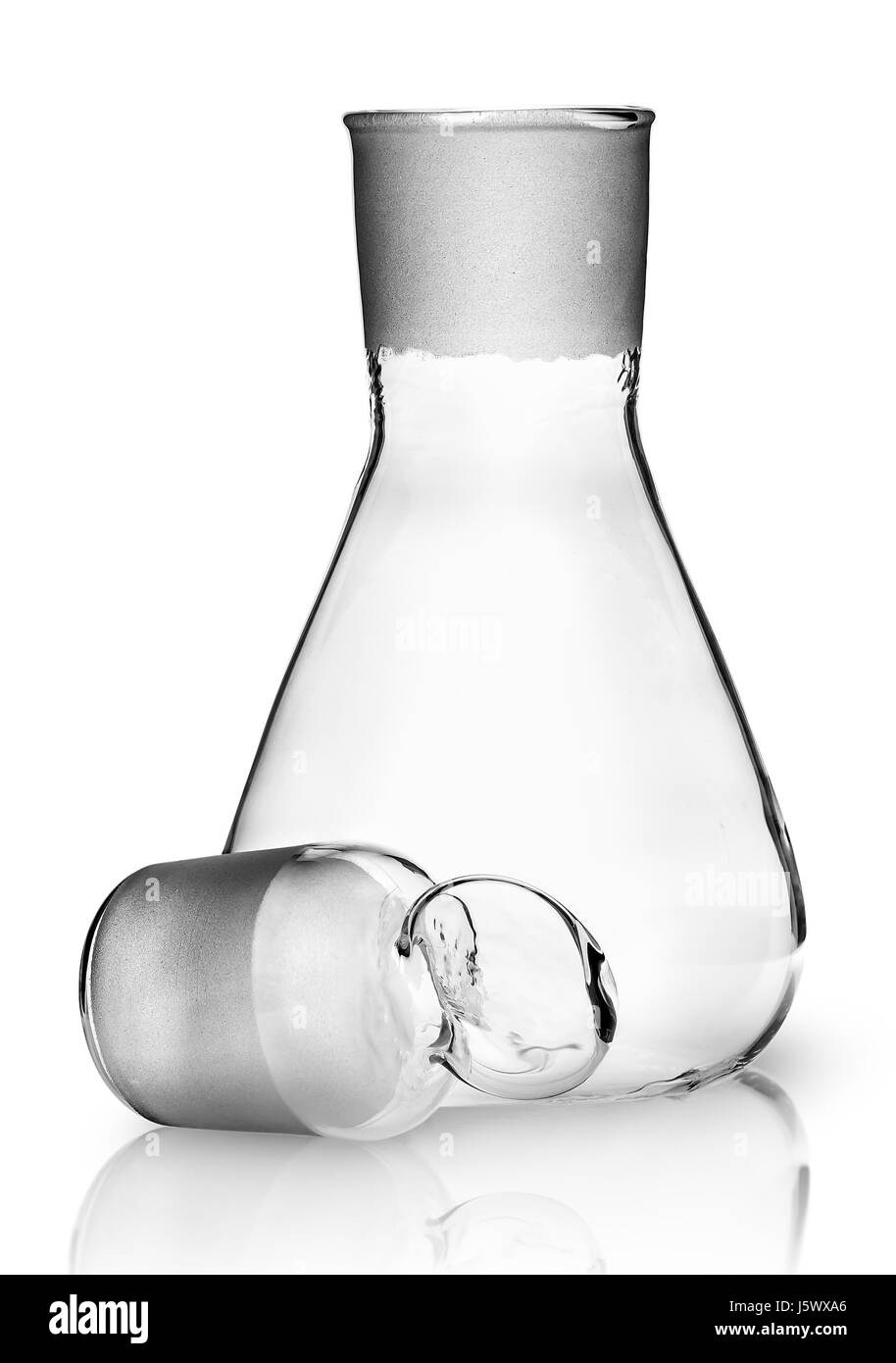 Laboratory flask with ground glass stopper near Stock Photo