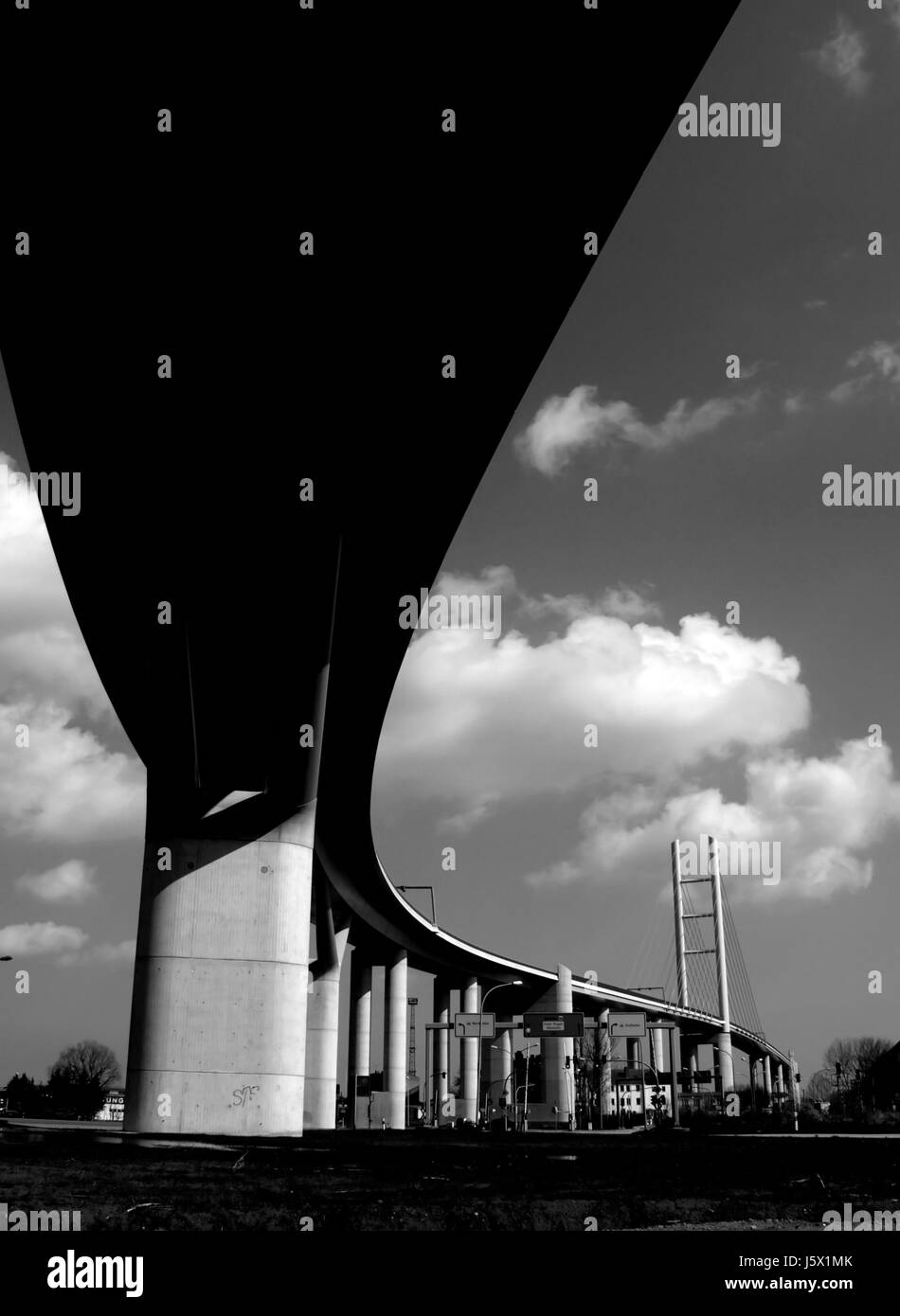 bridge traffic transportation bridge concrete steel metal reprove high pressure Stock Photo