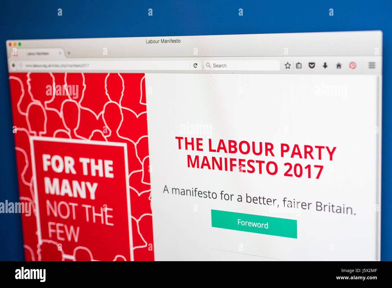 LONDON, UK - MAY 17TH 2017: The link to the 2017 Labour Party Manifesto ...
