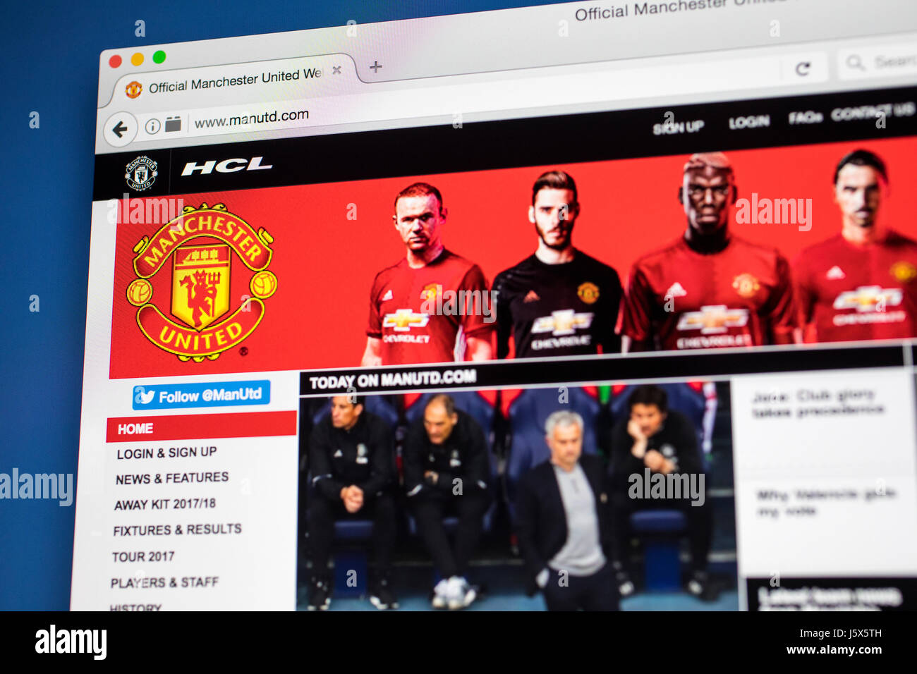 LONDON, UK - MAY 17TH 2017: The homepage of the website for Manchester United Football Club, viewed on a computer screen, on 17th May 2017 Stock Photo - Alamy