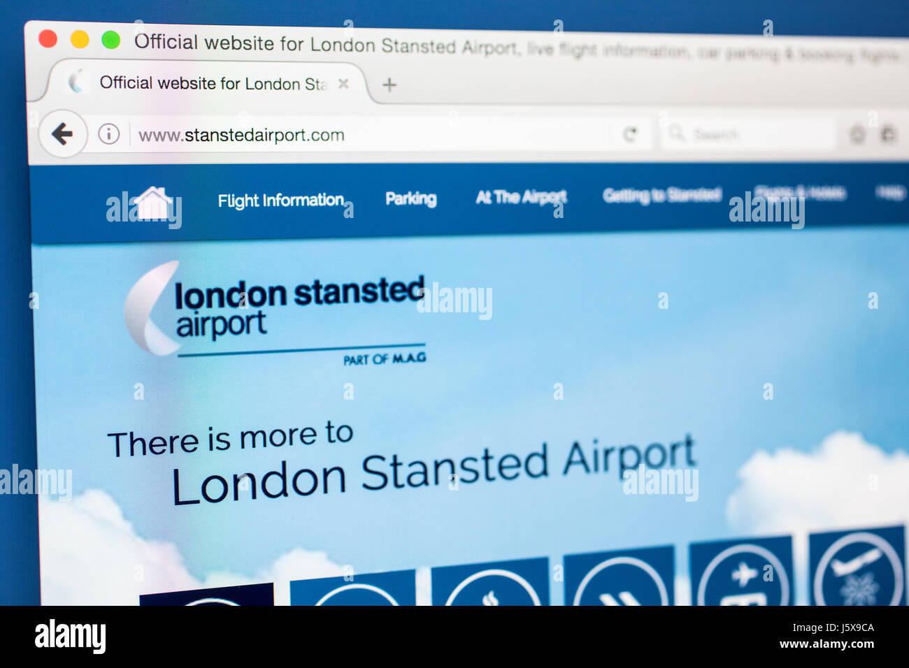 LONDON, UK - MAY 17TH 2017: The homepage for the official website of London Stansted Airport, on 17th May 2017. Stock Photo