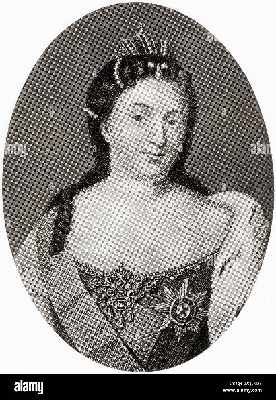 Anna Ioannovna, 1693 – 1740, also spelled Anna Ivanovna.  Regent of the duchy of Courland, 1711 - 1730 and then Empress of Russia, 1730 to 1740. From Hutchinson's History of the Nations, published 1915. Stock Photo