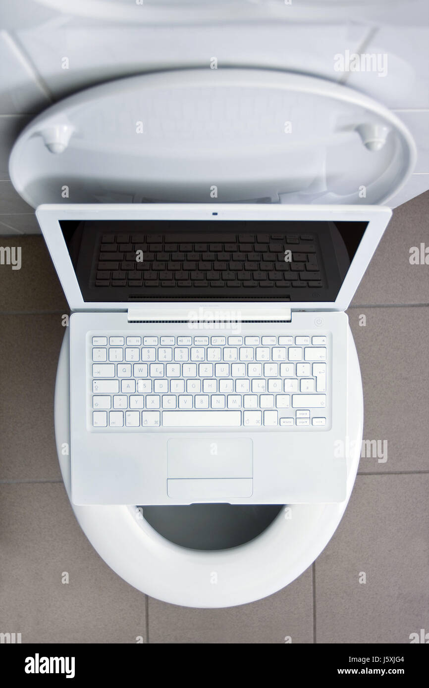 Laptop notebook computers computer bathroom hires stock photography