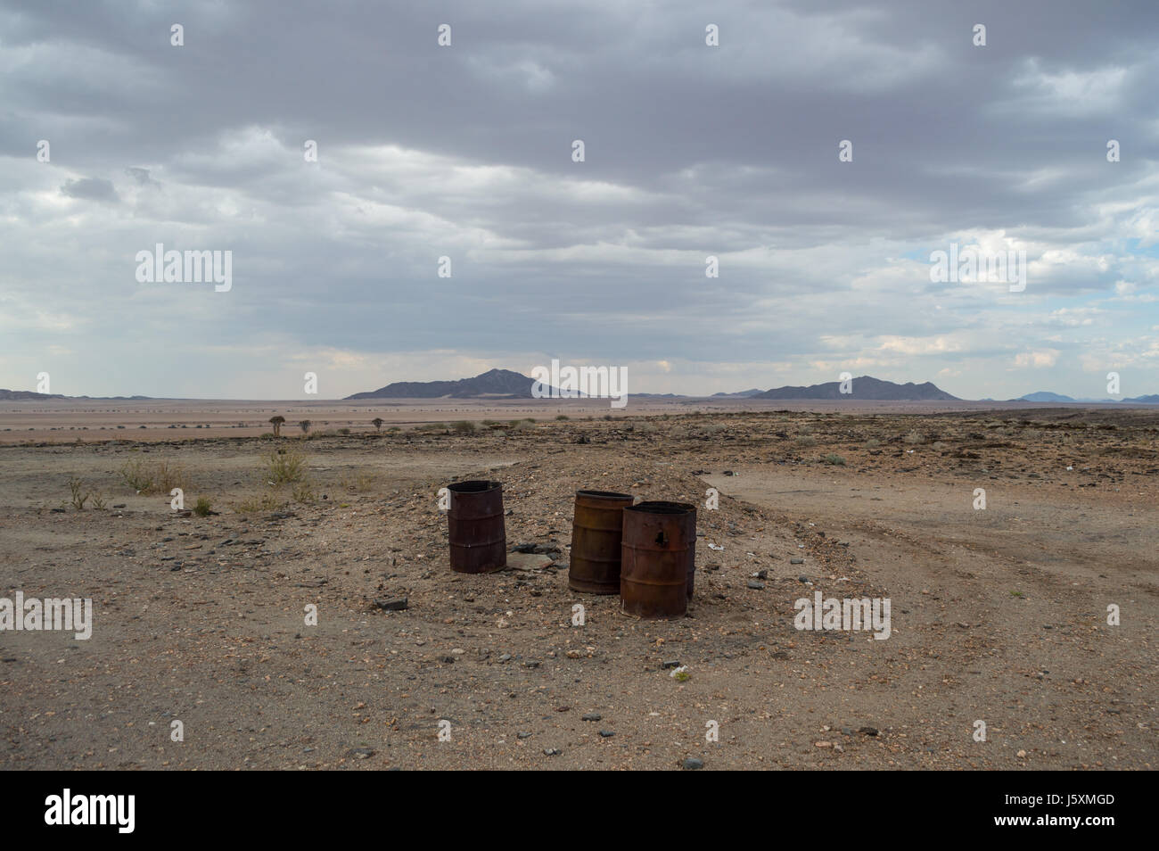 Burnt Barrels in the Desert between Walvis Bay and Solitaire in Namibia
