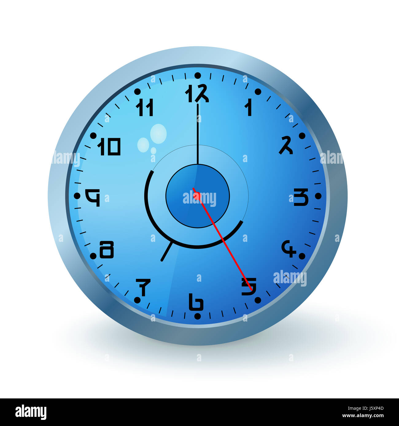 face clock date time time indication hour minute watch second hand blue modern Stock Photo