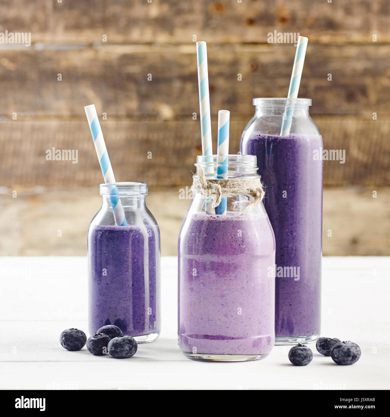 Spelt drink with blueberries Stock Photo