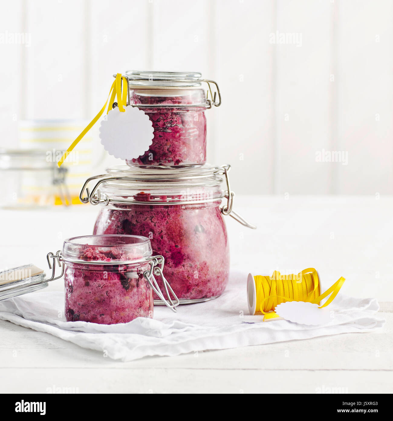 Millet porridge with beeries Stock Photo