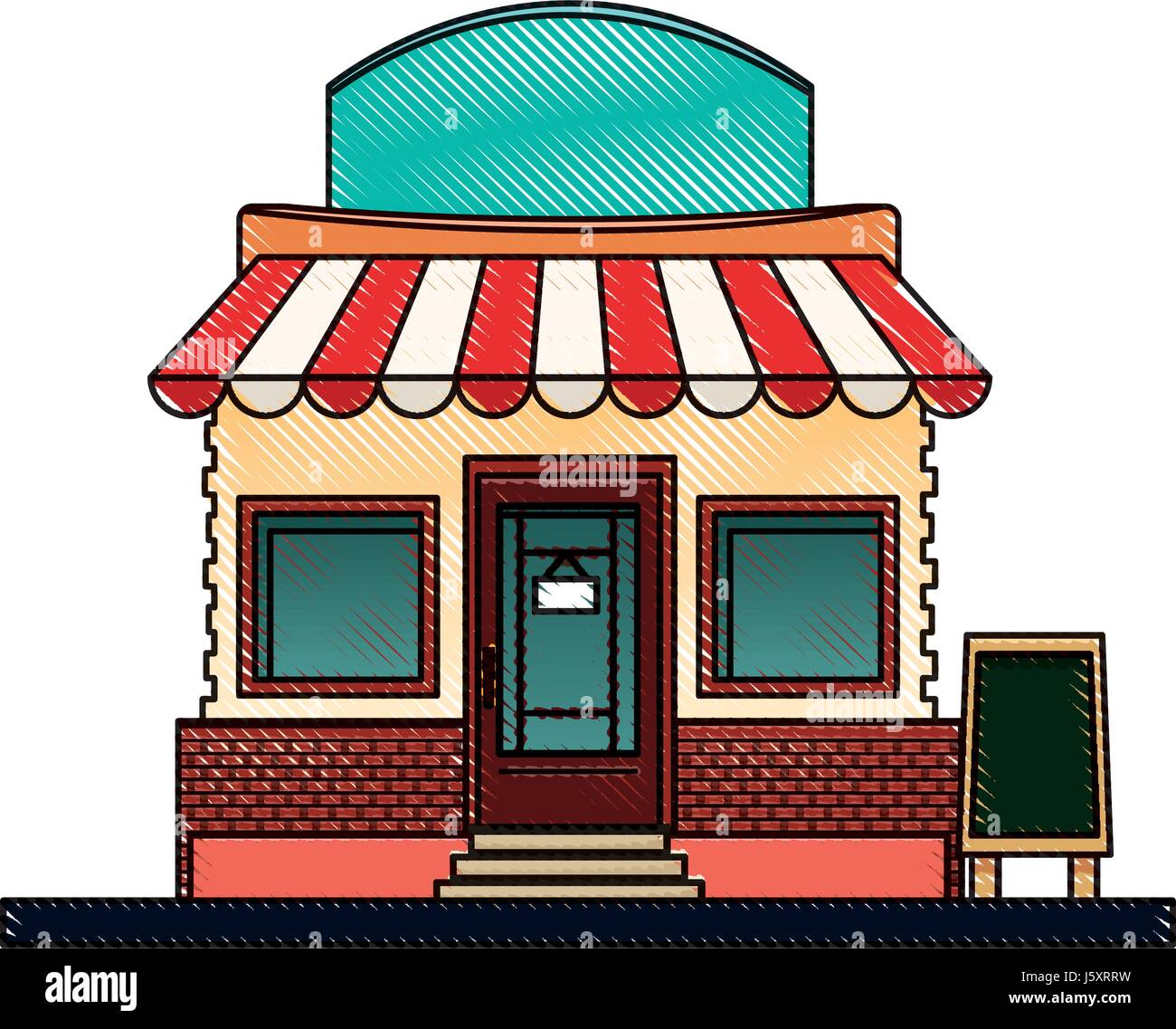 drawing store market business shop building Stock Vector