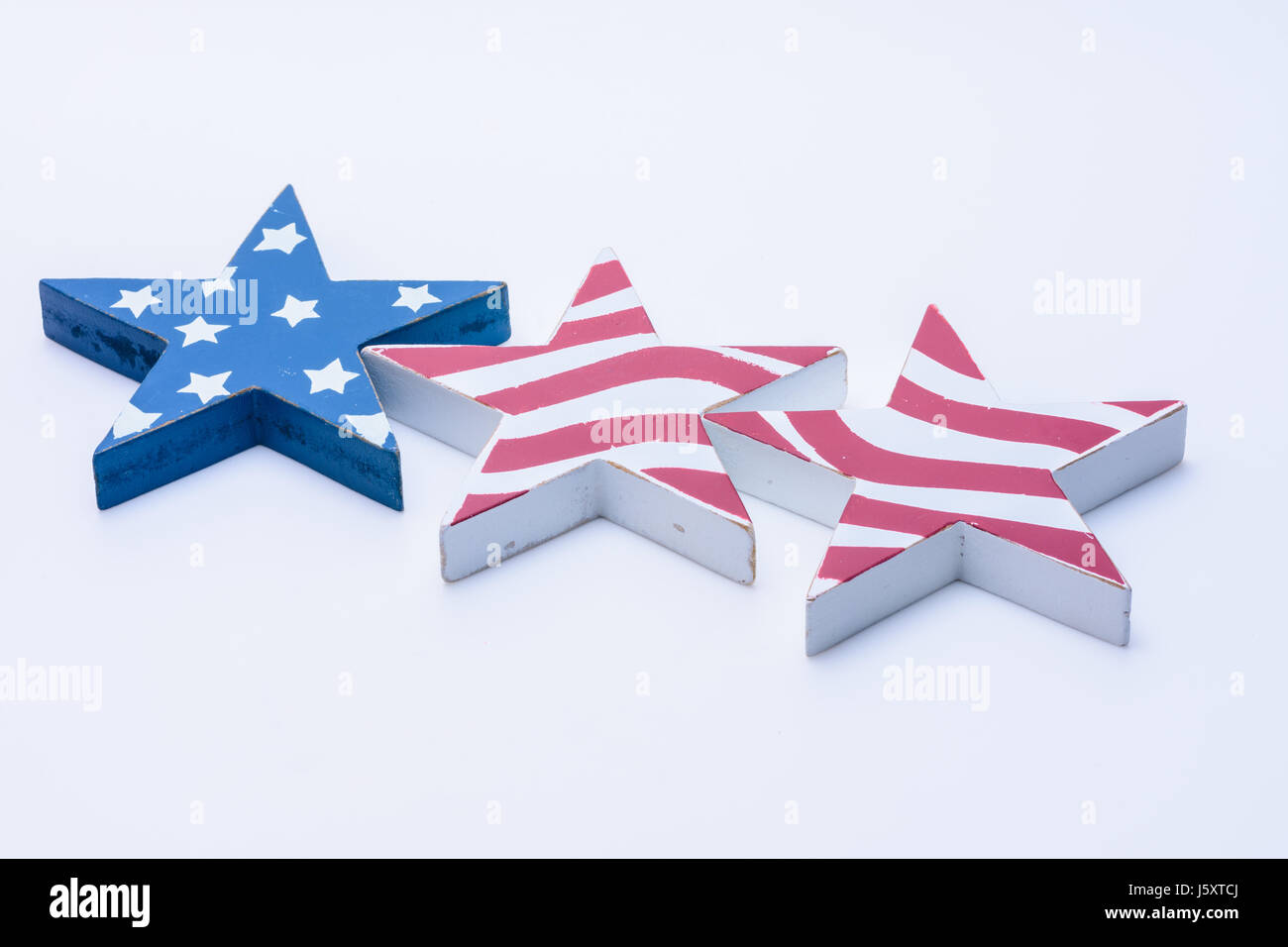 USA wood stars flag symbol on white background Stock Photo