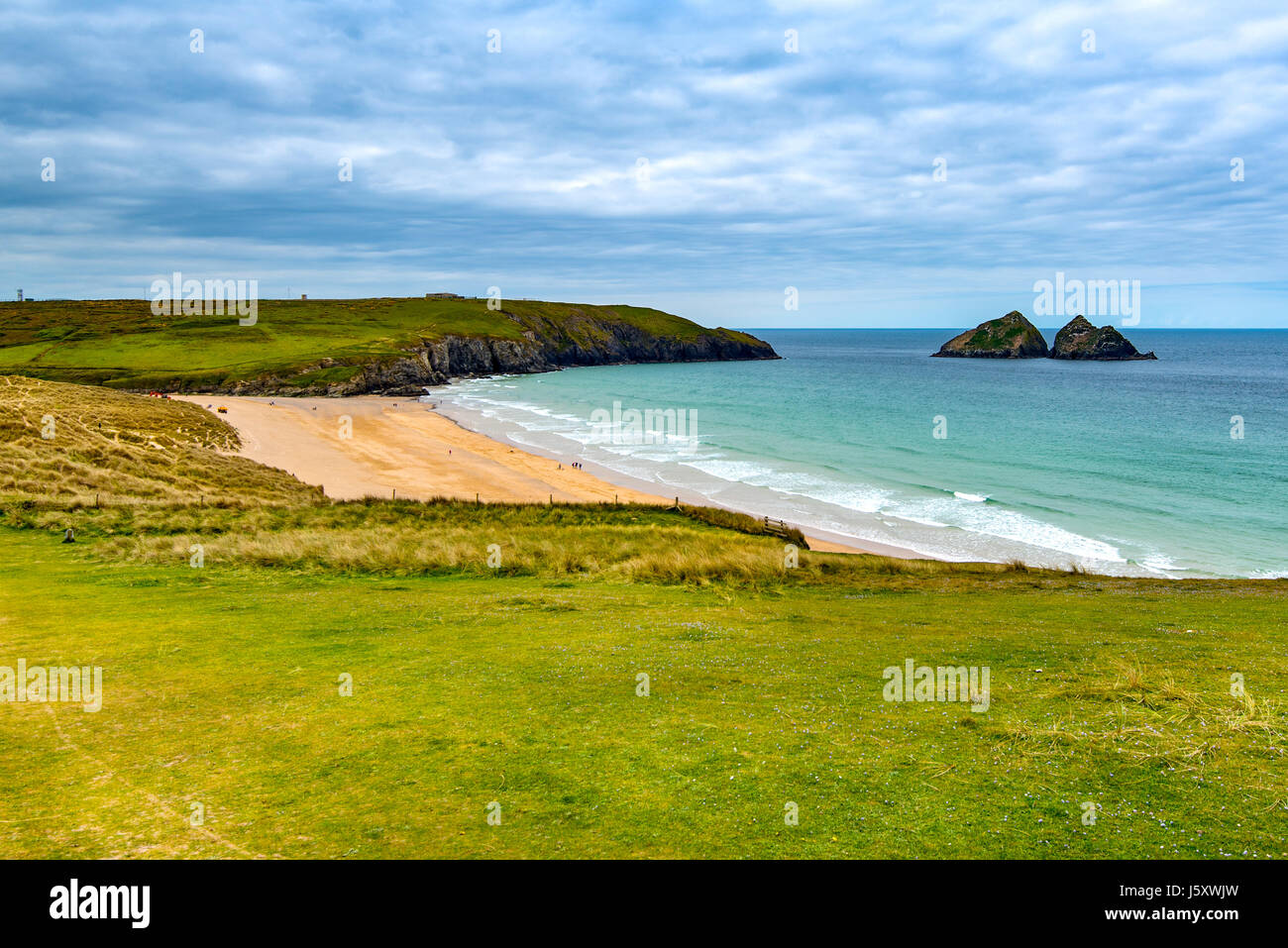 Holywell Bay and Penhale Point, near Newquay. Stock Photo