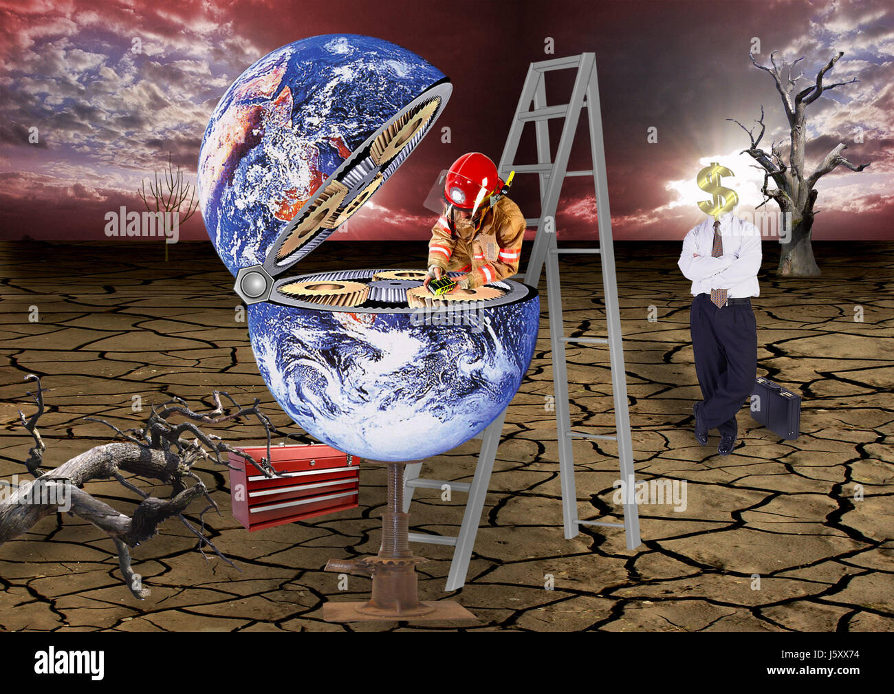 service repair environmental protection environmental pollution greenhouse gas Stock Photo