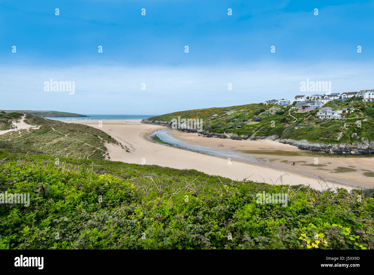 The Gannel and Crantock Beach, Newquay, Cornwall, UK. Stock Photo