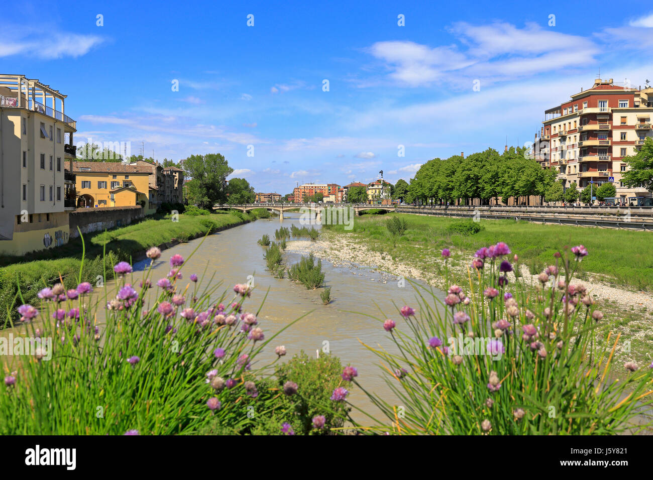 River Parma from Ponte di Mezzo, Parma, Emilia-Romagna, Italy, Europe ...