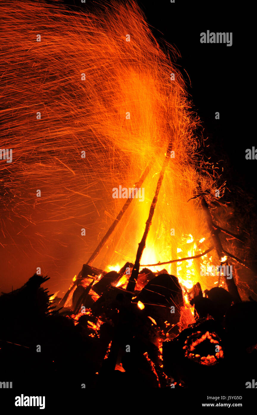 easter resin fire conflagration campfire flame easter bonfire burn smoke Stock Photo