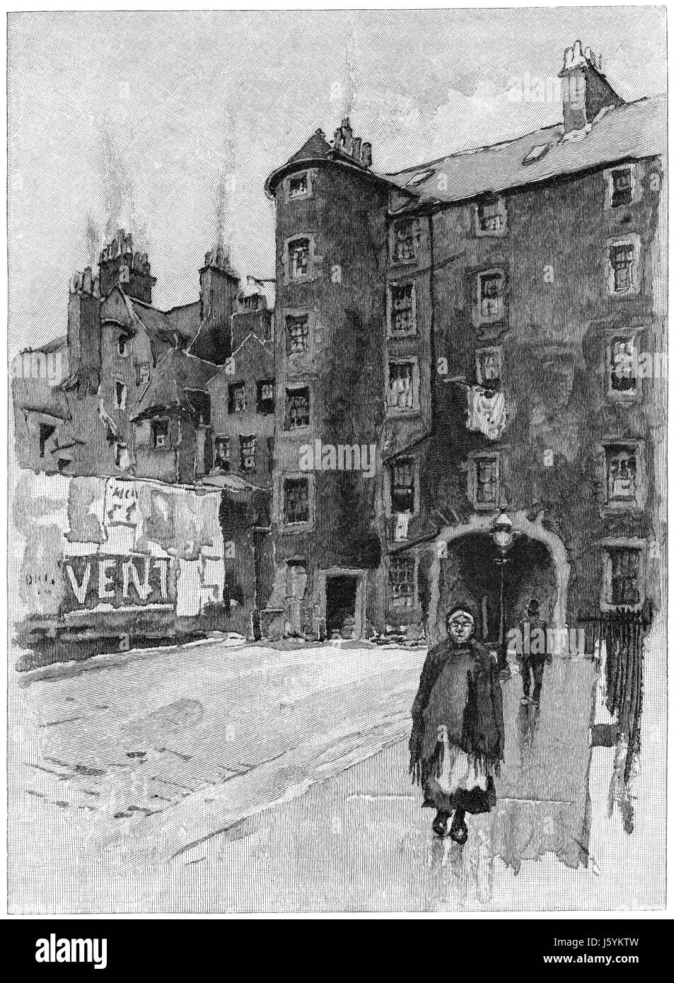 Scottish Poet Tobias Smollett's House, St. John Street, Canongate, Edinburgh, Scotland, Harper's New Monthly Magazine, Illustration, March 1891 Stock Photo