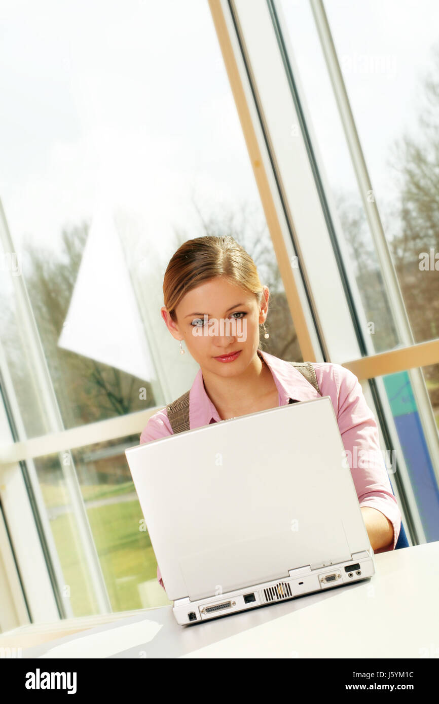 businesswoman at computer Stock Photo