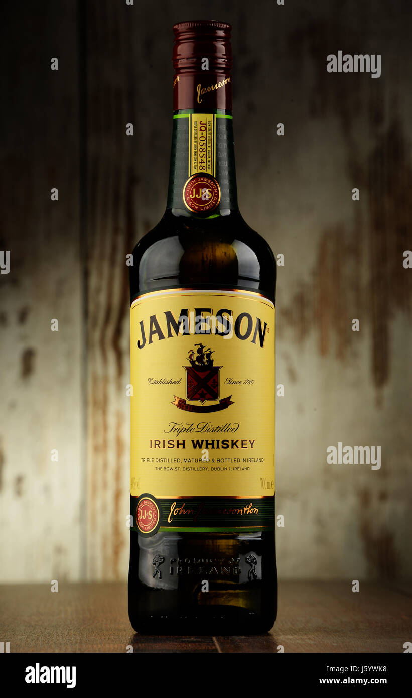 POZNAN, POLAND MAY 18, 2016 Jameson is the best selling Irish