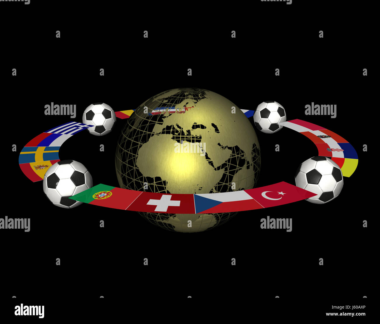 flags championship globe planet earth world sport sports soccer football flags Stock Photo