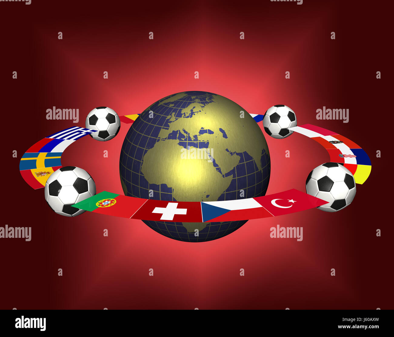 flags championship globe planet earth world sport sports soccer football flags Stock Photo