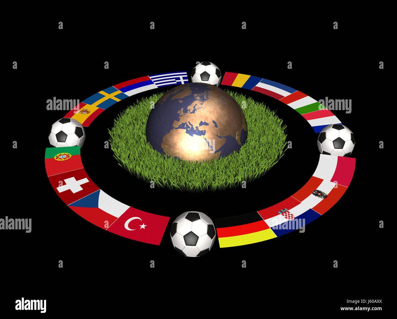 flags championship globe planet earth world sport sports soccer football flags Stock Photo