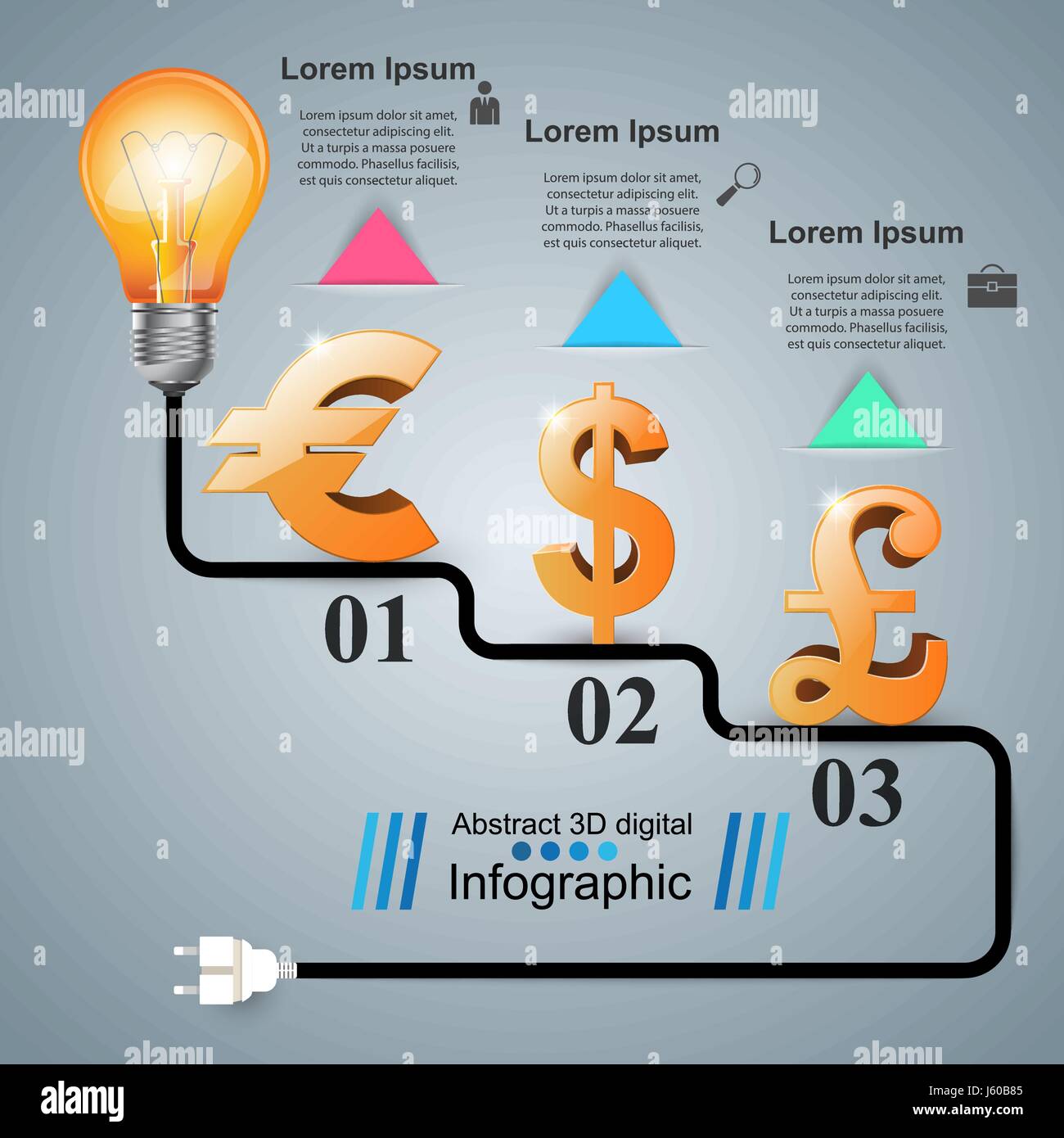 3D infographic.Euro, dollar, british pound icon Stock Vector Image ...