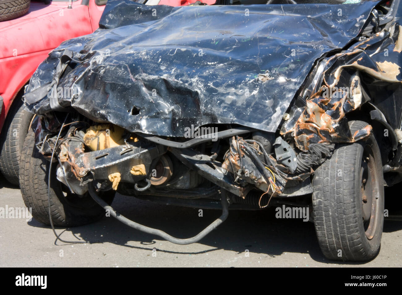 car automobile vehicle means of travel motor vehicle total loss scrap wrecks Stock Photo