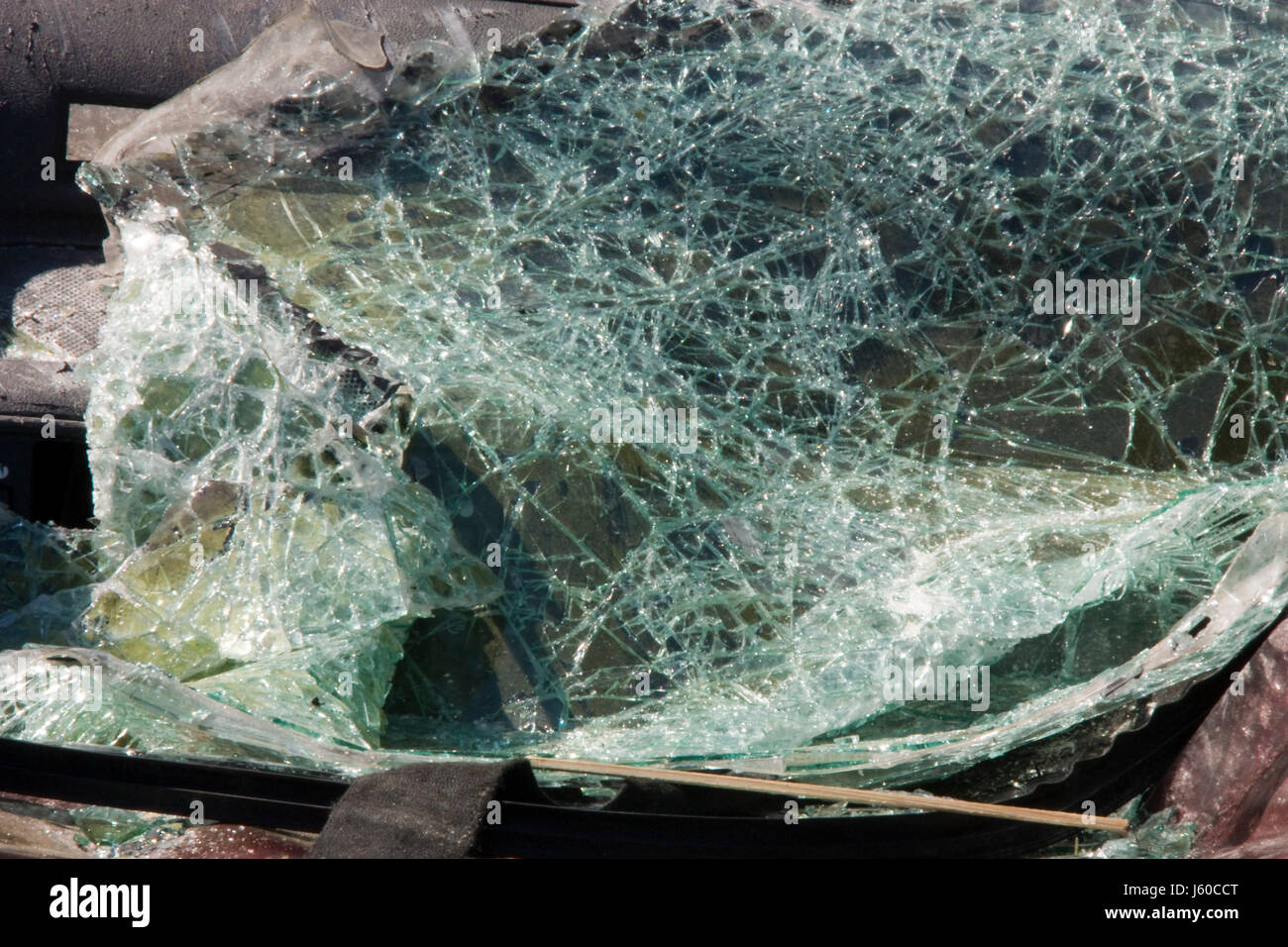 broken windshield of a car Stock Photo