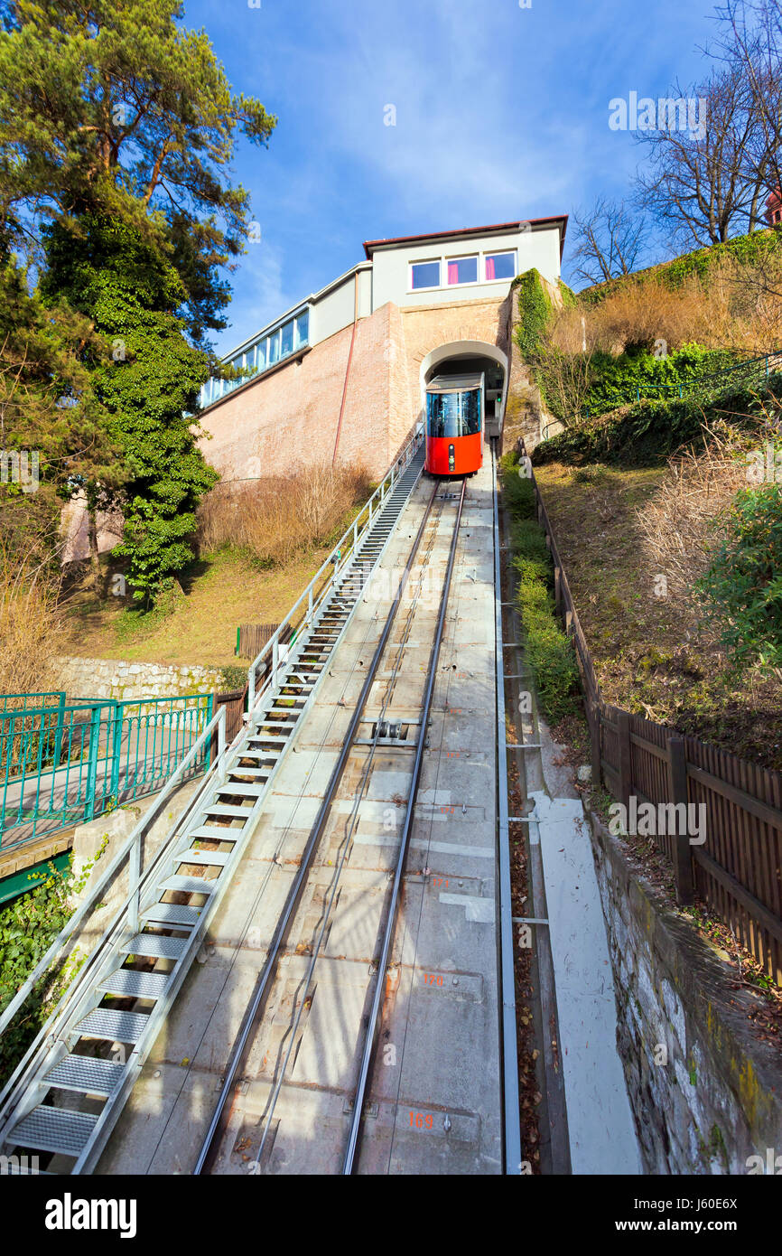 Graz, Austria - January 16, 2011: Modern funicular climbing to ...