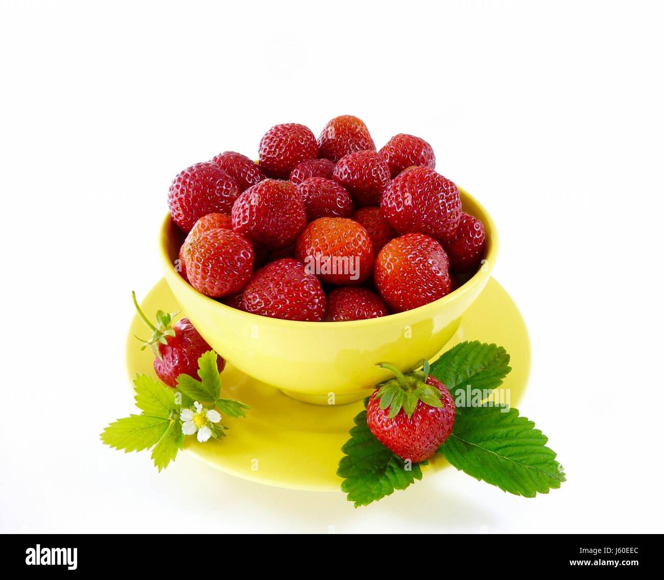 fruit strawberry berry page sheet red bowl yellow food aliment vitamins Stock Photo