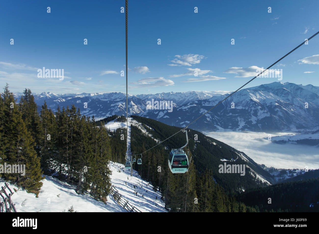 Cable car going to Schmitten ski resort in Zell Am See, Austria Stock