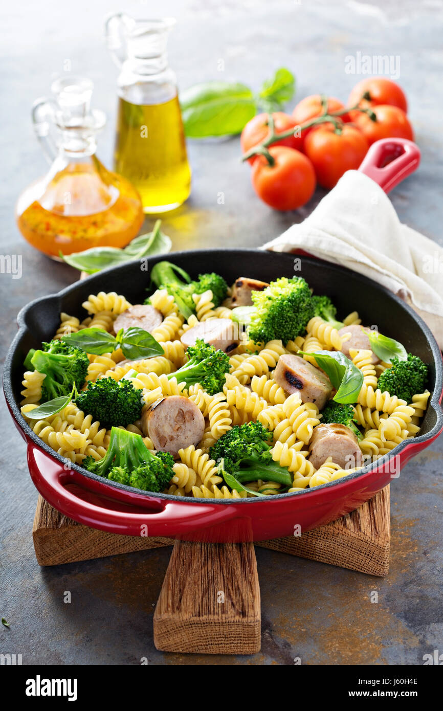 Pasta bake with sausage and broccoli Stock Photo Alamy