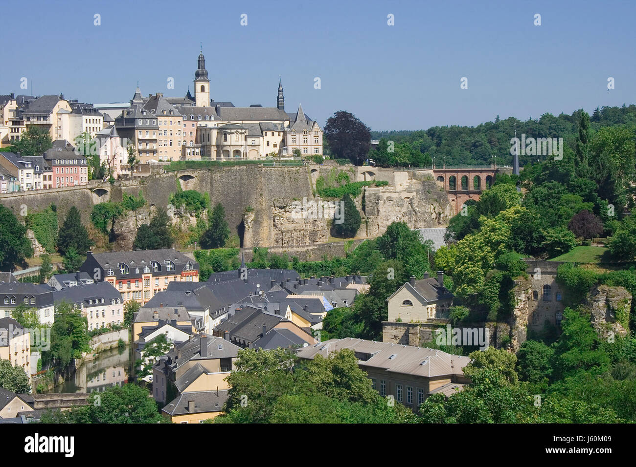 historical city town sights rock history luxembourg land realty ground city Stock Photo
