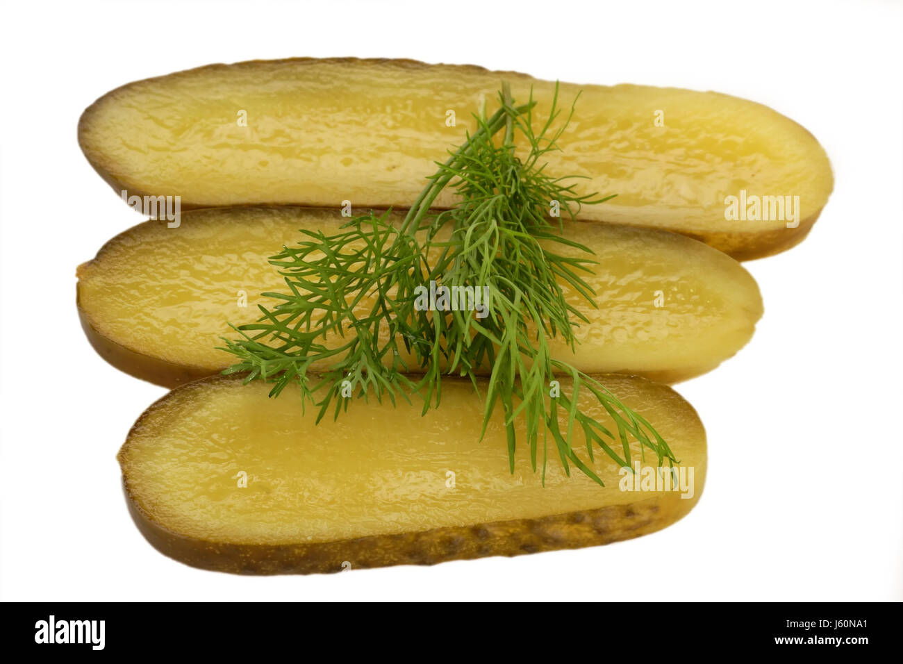 cucumber slices with dill Stock Photo