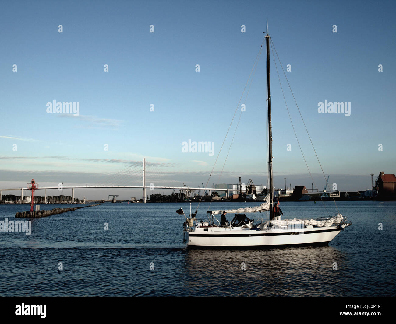 harbor harbours hanse salt water sea ocean water rowing boat sailing boat Stock Photo
